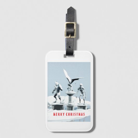 Merry Christmas. Monster ice sculptures Gepäckanhänger (Vorderseite Vertikal)