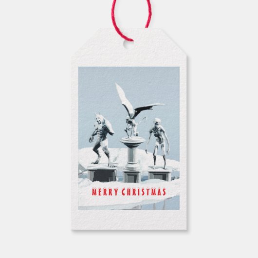 Merry Christmas. Monster ice sculptures Geschenkanhänger (Rückseite)