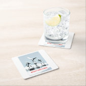 Merry Christmas. Monster ice sculptures Rechteckiger Pappuntersetzer (Vor Ort)