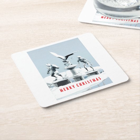 Merry Christmas. Monster ice sculptures Rechteckiger Pappuntersetzer (angewinkelt)