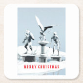 Merry Christmas. Monster ice sculptures Rechteckiger Pappuntersetzer (Vorderseite)