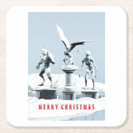 Merry Christmas. Monster ice sculptures Rechteckiger Pappuntersetzer