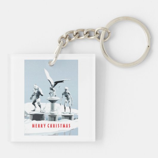 Merry Christmas. Monster ice sculptures Schlüsselanhänger (Rückseite)