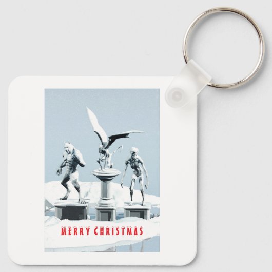 Merry Christmas. Monster ice sculptures Schlüsselanhänger (Rückseite)