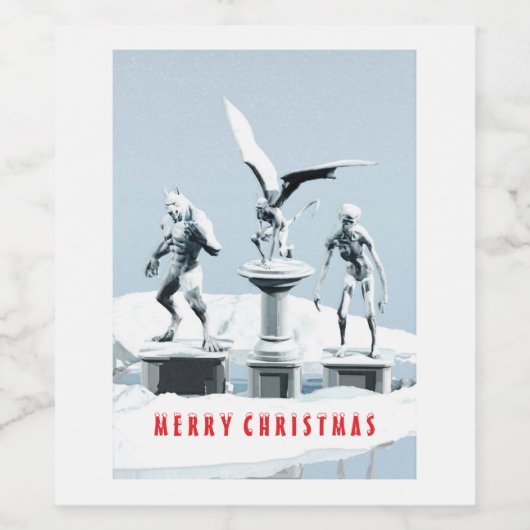 Merry Christmas. Monster ice sculptures Weinetikett (Einzelnes Label)