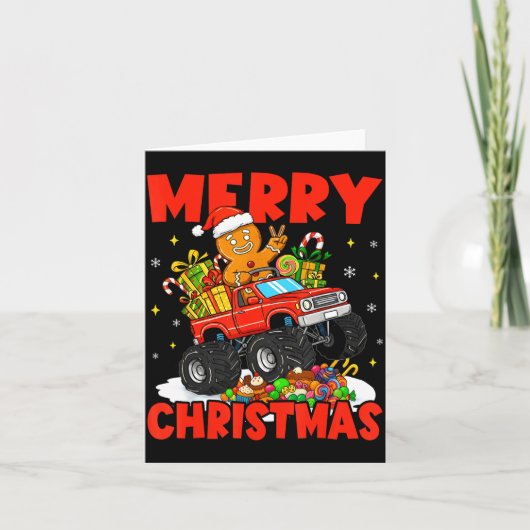 Merry Christmas Monster Truck Funny Gingerbread Me Karte (Vorderseite)