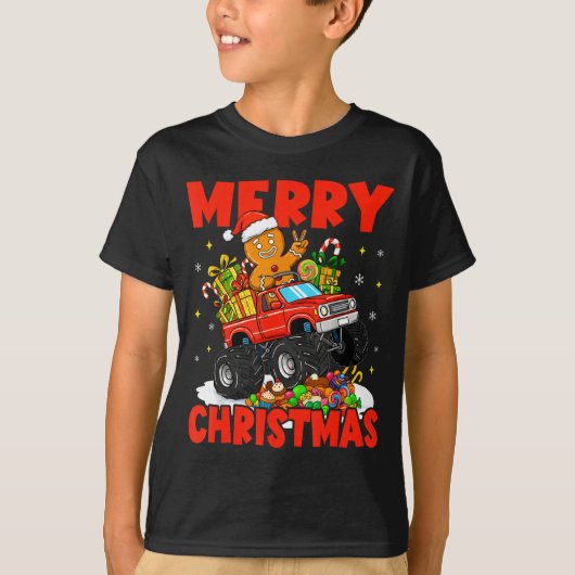 Merry Christmas Monster Truck Funny Gingerbread Me T-Shirt (Vorderseite)