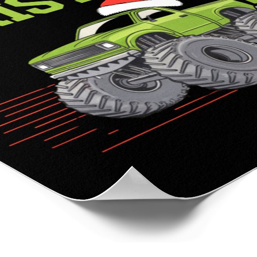 Merry Christmas Monster Truck Toddler Boys Xmas Poster (Ecke)