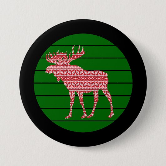 MERRY CHRISTMAS MOOSE DEER BUTTON (Vorderseite)
