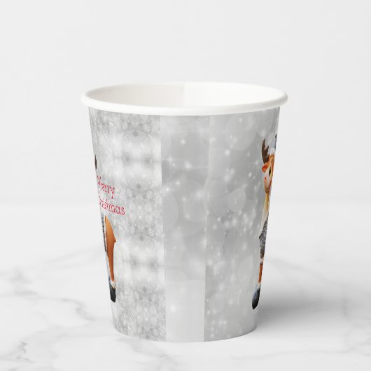 Merry Christmas moose wearing a hat      Pappbecher (Links)
