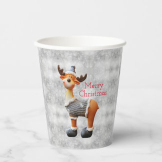 Merry Christmas moose wearing a hat Pappbecher
