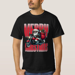 Merry Christmas – Motorcycle Santa Design T-Shirt