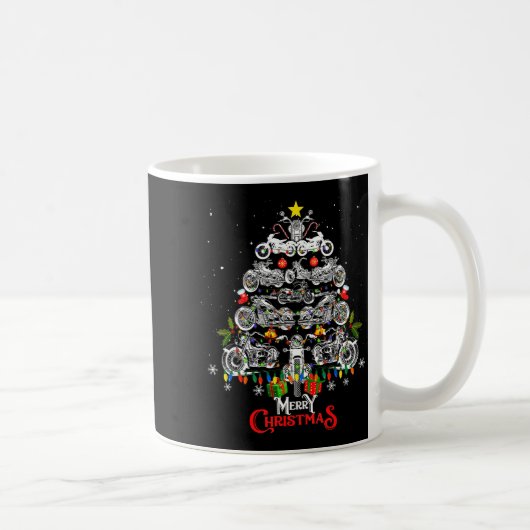 Merry Christmas Motorcycle Tree Christmas Lights B Kaffeetasse (Rechts)