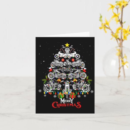 Merry Christmas Motorcycle Tree Christmas Lights B Karte (Gelbe Blume)