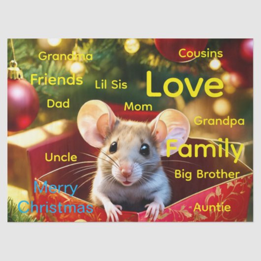 Merry Christmas Mouse Tissue Paper Seidenpapier (Vorderseite)