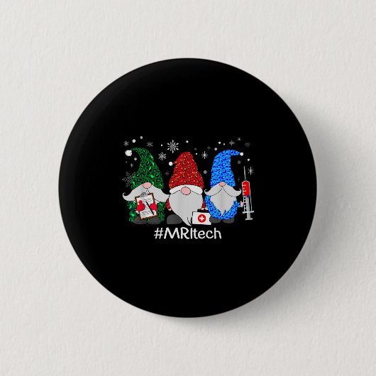Merry Christmas Mri Tech Gnomes Cute Xmas Leopard Button (Vorderseite)