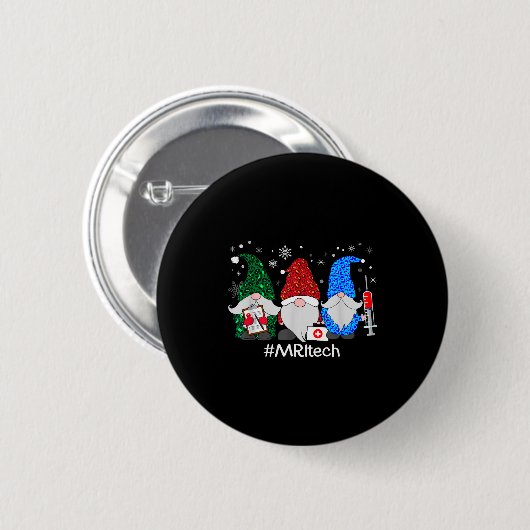 Merry Christmas Mri Tech Gnomes Cute Xmas Leopard  Button (Vorne & Hinten)