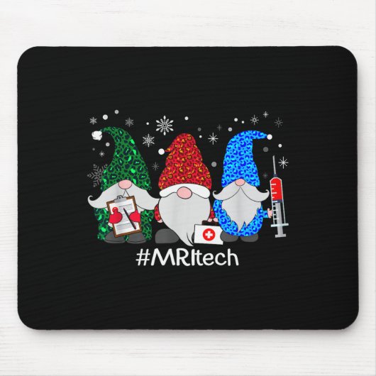 Merry Christmas Mri Tech Gnomes Cute Xmas Leopard Mousepad (Vorne)