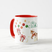 Merry Christmas Mug – Santa & Flying Reindeer Tasse (Vorderseite Links)
