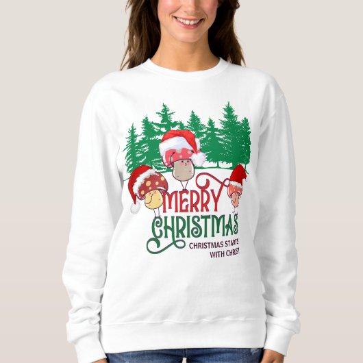 MERRY CHRISTMAS MUSHROOMS im Wald Sweatshirt (Vorderseite)