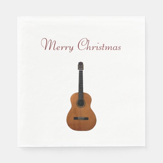 Merry Christmas Musical Gitarre Red Typografy Serviette (Vorderseite)