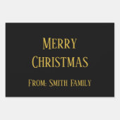 Merry Christmas Name Monogram Gold Schwarz-weiß Geschenkpapier Set (Vorderseite 3)