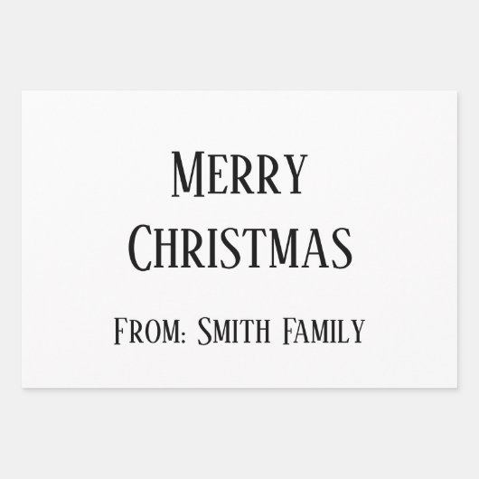 Merry Christmas Name Monogram Gold Schwarz-weiß Geschenkpapier Set (Vorderseite 2)