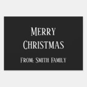 Merry Christmas Name Monogram Gold Schwarz-weiß Geschenkpapier Set (Vorderseite)