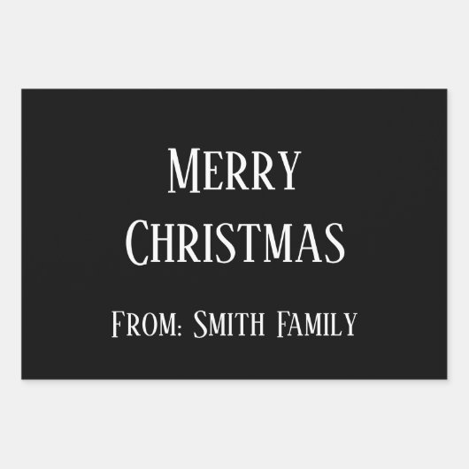 Merry Christmas Name Monogram Gold Schwarz-weiß Geschenkpapier Set (Vorderseite)
