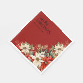 Merry Christmas Name Poinsettias Serviette (Ecke)