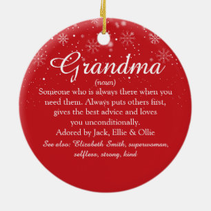Merry Christmas Nan Grandma Grandmother Definition Keramik Ornament