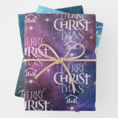 Merry CHRISTmas Nativity Christlich Space Galaxy Geschenkpapier Set (Beispiel)