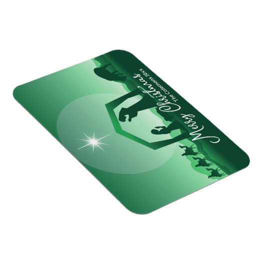 Merry Christmas Nativity Scene Green Religious Magnet (Rechte Seite)