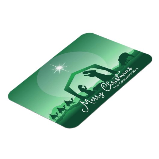 Merry Christmas Nativity Scene Green Religious Magnet (Linke Seite)