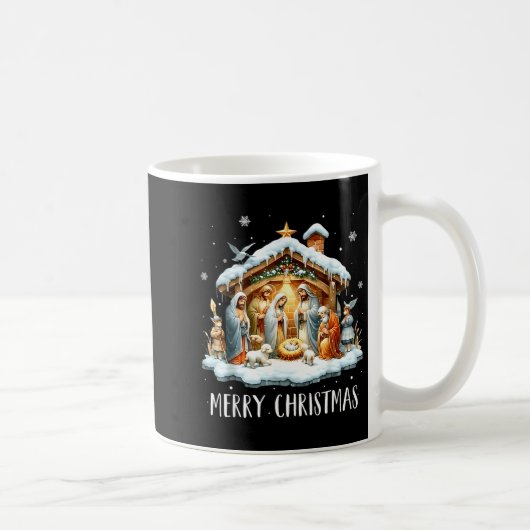 Merry Christmas Nativity Scene North Star Baby Jes Kaffeetasse (Rechts)