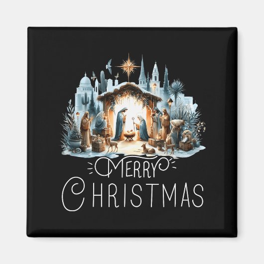 Merry Christmas Nativity Scene North Star Baby Jes Magnet (Vorne)