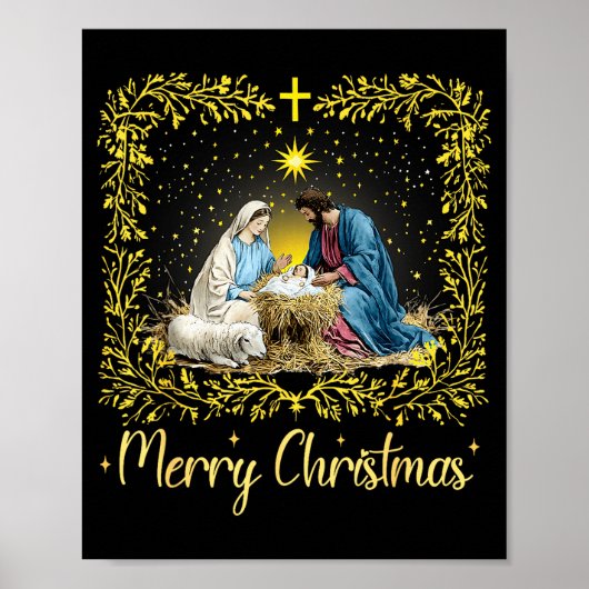 Merry Christmas Nativity Scene North Star Baby Jes Poster (Vorne)