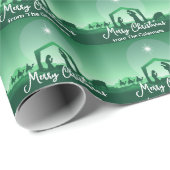Merry Christmas Nativity Scene Personalized Green Geschenkpapier (Rolleneckpunkt)