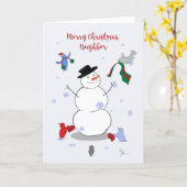 Merry Christmas Neighbor Snowman Holiday Card      Karte (Gelbe Blume)