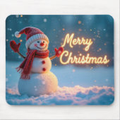 Merry Christmas Neon Sign With Snowman Mousepad (Vorne)