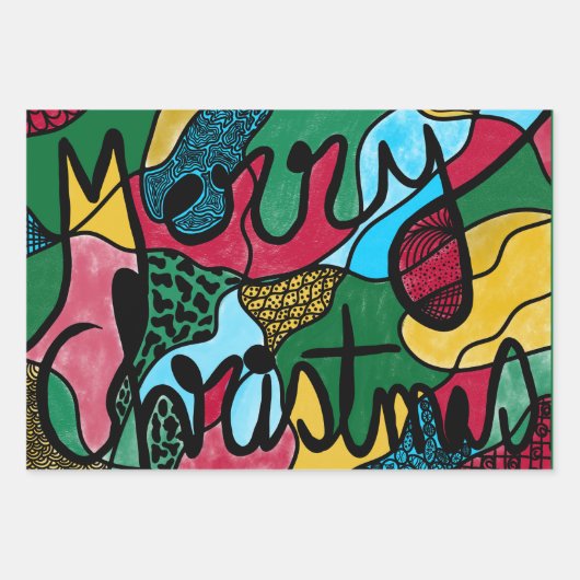 MERRY CHRISTMAS NEUROGRAPHIC & BLACK LINIE GESCHENKPAPIER SET (Vorderseite 2)