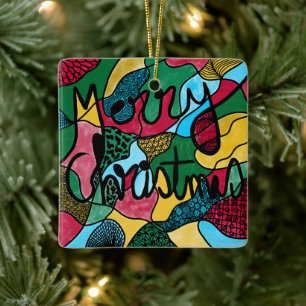 MERRY CHRISTMAS NEUROGRAPHIC & BLACK LINIE KERAMIKORNAMENT
