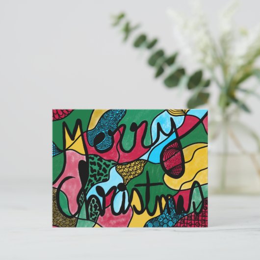 MERRY CHRISTMAS NEUROGRAPHIC & BLACK LINIE POSTKARTE (Stehend Vorderseite)