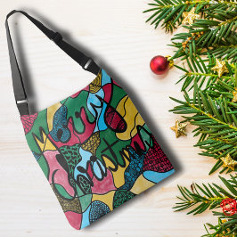 MERRY CHRISTMAS NEUROGRAPHIC & BLACK LINIE TRAGETASCHEN MIT LANGEN TRÄGERN