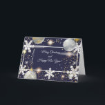 Merry Christmas & New Year! 20XX Silver Luxury Feiertagskarte<br><div class="desc">Merry Christmas & Happy New Year! 20XX XMAS Luxury Invitation & Greeting Card decorated with Christmas magic symbols, White and Silver Foil paper simulated of the 3D texture (craft, paper cutting). Winter Holiday gifts elements pattern, silver and gold foil confetti, Christmas ball, sparkles, snowflakes, Christmas stars on Navy Blue Background....</div>
