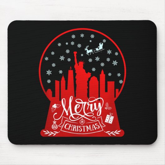 Merry Christmas New York Skyline In Snow Globe Sno Mousepad (Vorne)