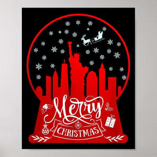 Merry Christmas New York Skyline In Snow Globe Sno Poster (Vorne)