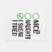 Merry Christmas Nice Naughty I Swear I Tried Xmas  Fleecedecke (Vorderseite (Horizontal))