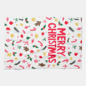 MERRY CHRISTMAS Niedlich Doodle Whimsical CUSTOM Geschirrtuch (Horizontal)