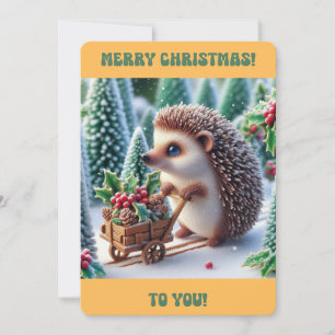 MERRY CHRISTMAS Niedlicher Igel Ferienwohnung Kart Feiertagskarte